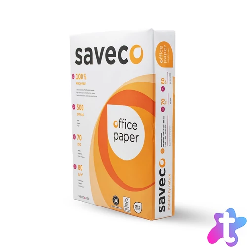 Másolópapír A4, 80g, újrahasznosított ISO 70 fehérségű Saveco Orange Label 500ív/csomag