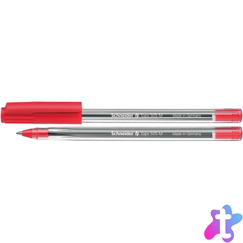 Golyóstoll 0,5mm, kupakos Schneider TOPS 505 M, írásszín piros