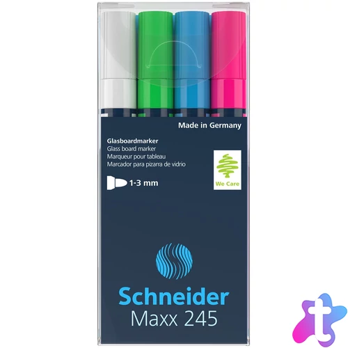 Üvegtábla marker 1-3mm, Schneider Maxx 245, 4 klf. szín