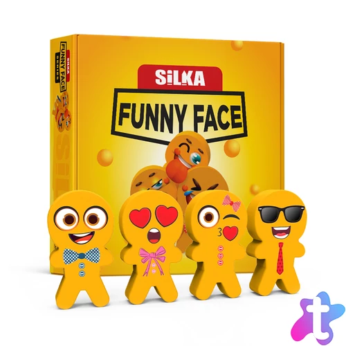 Radír, vicces arcok, 36 db/display, Silka