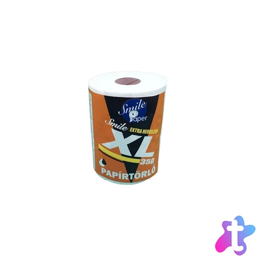 Kéztörlő papír nagy tekercses belsőmagos 350 lapos 2 rétegű 1 tekercs/csomag Smile XL