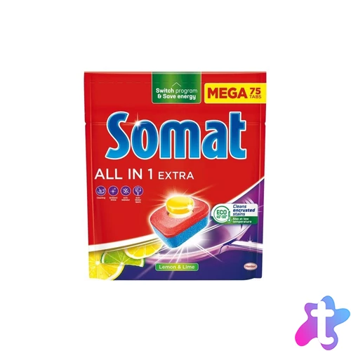 Mosogatógép tabletta 75 db/doboz All in One Somat Lemon&Lime