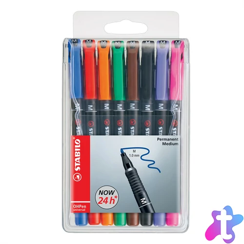 Alkoholos marker készlet 1mm, STABILO OHPen M, 8 klf. szín