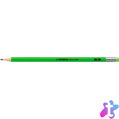 Grafitceruza HB, radíros, neon zöld test Stabilo Swano