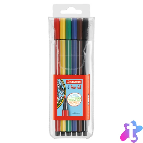 Rostirón, filctoll 1mm, M STABILO Pen 68, 6 klf. szín