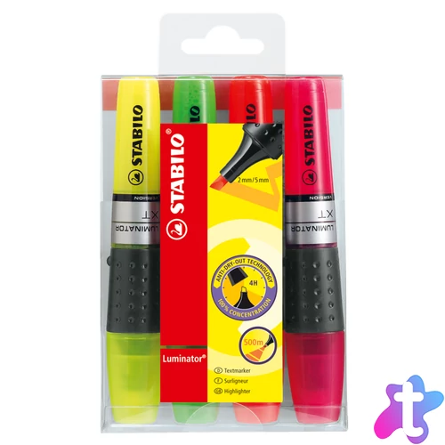 Szövegkiemelő készlet 2-5mm, vágott hegyű STABILO Luminator, 4 klf. szín