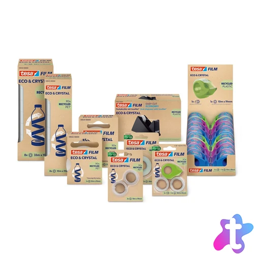Ragasztószalag 19mmx33m irodai átlátszó újrahasznosított Tesa Eco & Crystal 8db/doboz