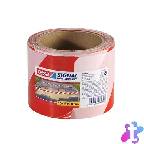 Kordonszalag 80mmx100m piros fehér Tesa