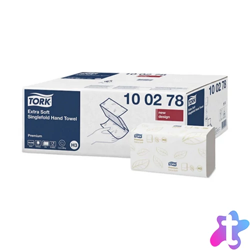 Kéztörlő 2 rétegű Z hajtogatású 200 lap/csomag 15 csomag/karton Extra Soft Singlefold H3 Tork_100278 hófehér