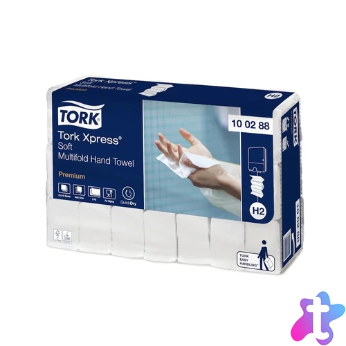 Kéztörlő 2 rétegű Interfold hajtogatású 110 lap/csomag 21 csomag/karton Premium Xpress Multifold H2 Tork_100288 fehér