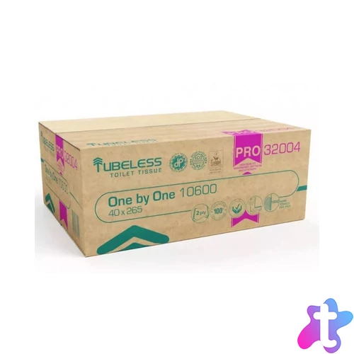 Toalettpapír 2 rétegű V hajtogatású 265 lap/csomag 40 csomag/karton Tubeless hófehér