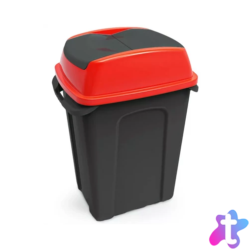 Szemeteskuka billenő fedéllel műanyag 70 literes HIPPO antracit/piros