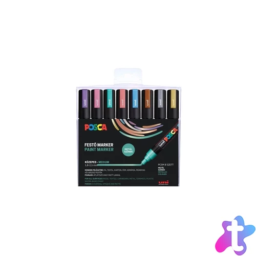 Dekormarker 1,8-2,5mm, Uni Posca PC-5M 8 db-os készlet. metál