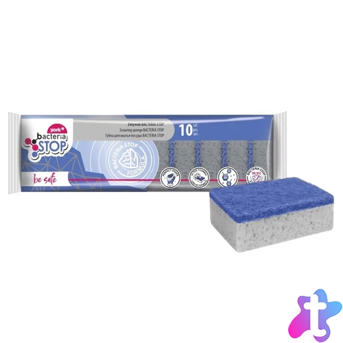 Mosogatószivacs 10 db/csomag Baktérium Stop York_034010