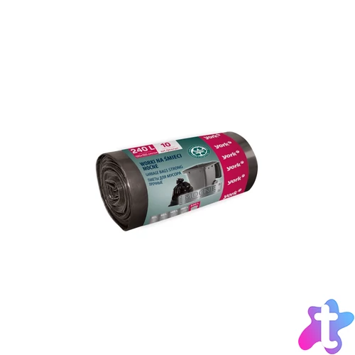 Szemeteszsák 240 liter 150 x 120 cm 48 mikron 10 db/tekercs York_090550 fekete