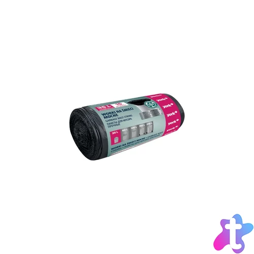 Szemeteszsák 35 liter 50 x 58 cm 25 mikron 15 db/tekercs York_090510 fekete