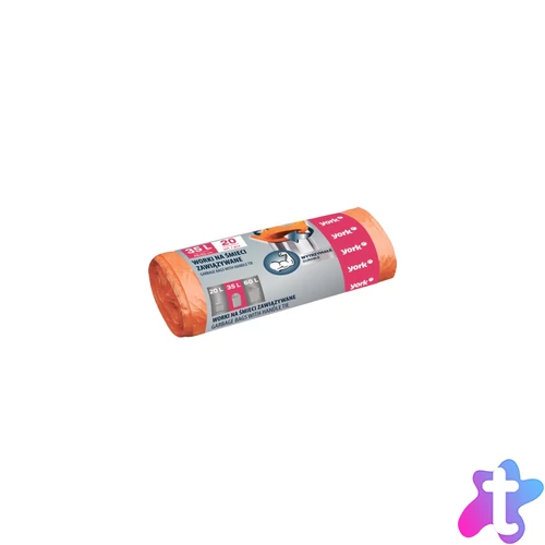 Szemeteszsák köthető füles 35 liter 50 x 60 cm 10 mikron 20 db/tekercs York_ 090660 narancssárga