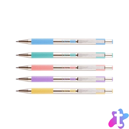 Golyóstoll 0,7mm, pasztell zöld test, Zebra F-301, írásszín kék
