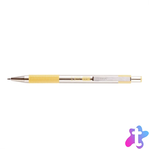 Golyóstoll 0,7mm, pasztell sárga test, Zebra F-301, írásszín kék