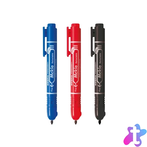 Alkoholos marker 1,3 mm, nyomógombos, Zebra Mckie Retractable írásszín fekete