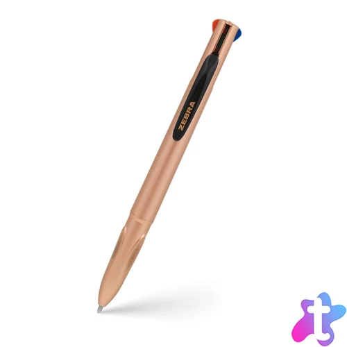 Golyóstoll 1 mm, négyszínű, Zebra Smooth, rose gold