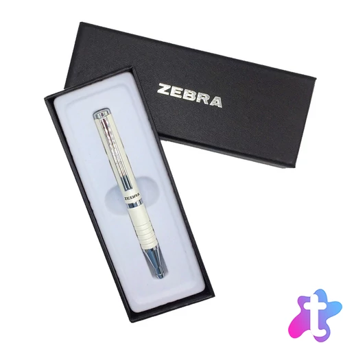 Golyóstoll metál fehér test, Zebra SLF1, írásszín kék