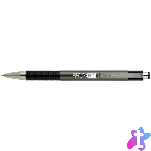 Golyóstoll 0,7mm, metál antracit test, Zebra F-301A, írásszín kék