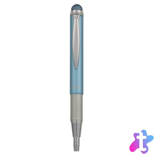 Golyóstoll metál világoskék test, Zebra Stylus Telescopic, írásszín kék