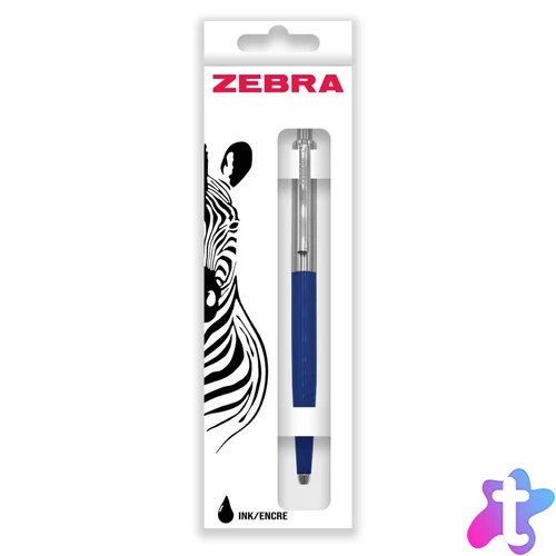 Golyóstoll nyomógombos 0,7mm, dobozban kék test, Zebra 901, írásszín kék