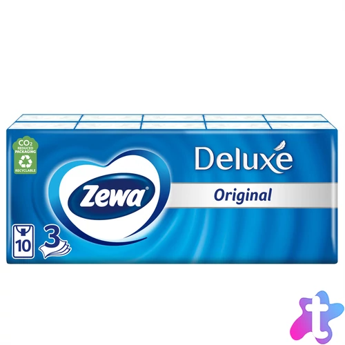 Papírzsebkendő 3 rétegű 10 x 10 db/csomag Zewa Deluxe illatmentes