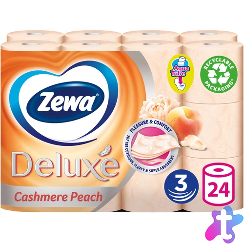 Toalettpapír 3 rétegű kistekercses 100 % cellulóz 150 lap/tekercs 24 tekercs/csomag Zewa Deluxe Cashmere Peach