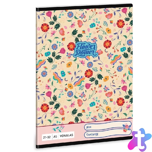 Ars Una Flower Power 23 (5260) A5 21-32 vonalas füzet