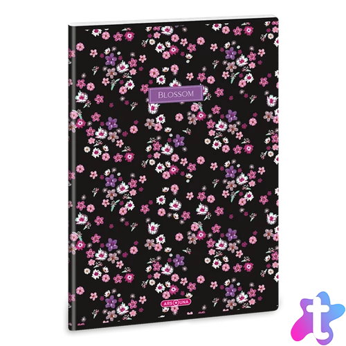 Ars Una Pearl Blossom Black 24 (5377) A4 extra kapcsos kockás füzet