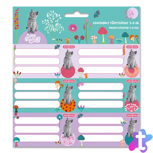 Ars Una Cute Animals-Kitten 24 (5368) 3x6 db-os csomagolt füzetcímke