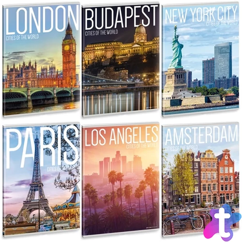 Ars Una Cities of the World A5 extra kapcsos sima füzet