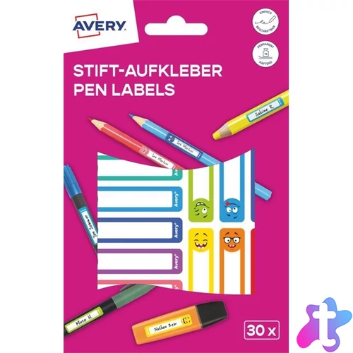Avery RESMI30S iskolai kézzel írható 50x10 mm 30 db színes tollcímke