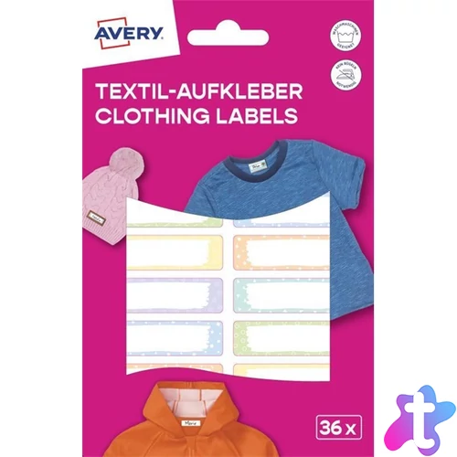 Avery ETVET36M iskolai 45x13 mm 36 db öntapadós pasztell vízálló fólia