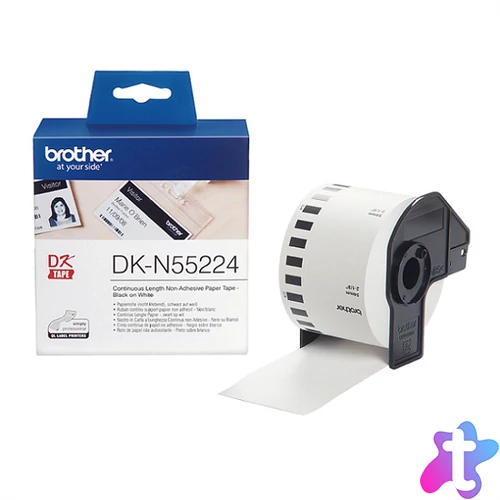 Brother Etikett címke DKN55224, Fehér alapon fekete folytonos szalag, 54mm-es nem tapadós papírszalag, 54mm x 30.48M