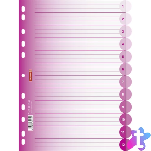 Brunnen A4 12 részes pink műanyag regiszter