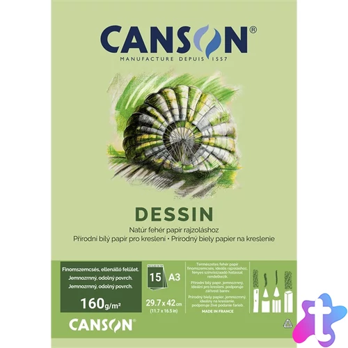 Canson A3 160g, 15 ív rajzpapír blokk