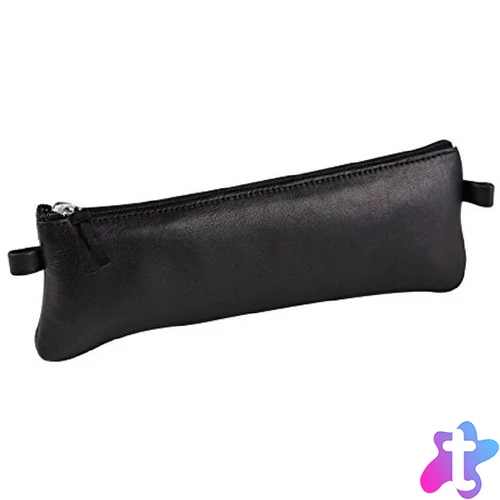 Clairefontaine 19x7cm lapos bőr fekete tolltartó