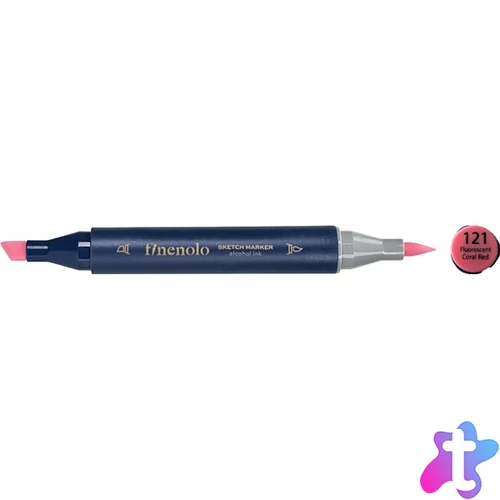 Deli Finenolo 121 - Fluorescent Coral Red kétvégű permanent ART marker