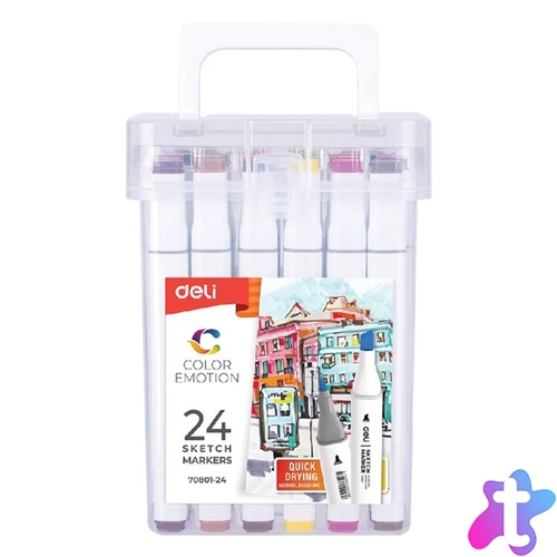 Deli Color Emotion 24 darabos kétvégű alkoholos sketch marker készlet