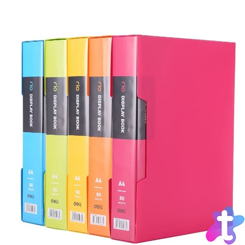 Deli Rio A4 80 zsebes feliratozható kemény borítós vegyes színű PP bemutatómappa