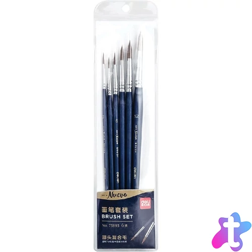 Deli Arte Nuevo kerek kevert szőr 6 darabos ecsetkészlet