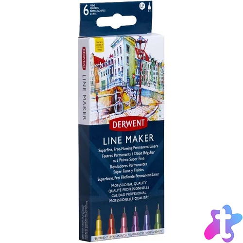 Derwent Line Marker 6 színű 0,3mm tűfilc készlet