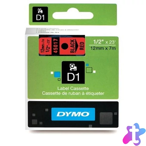 Dymo D1 12mmx7m fekete/piros feliratozógép szalag