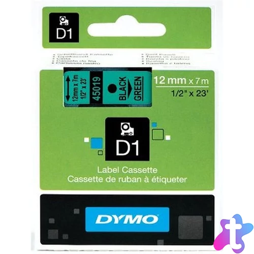 Dymo D1 12mmx7m fekete/zöld feliratozógép szalag