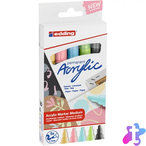 Edding 5100/5 M pasztel színek ED5 5db-os akril marker készlet