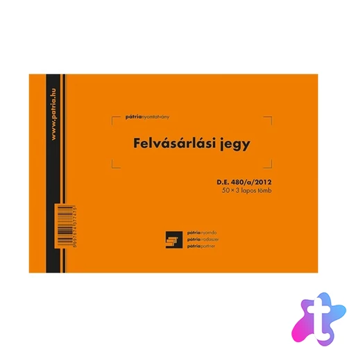 D.E.480/A/2012 A5 50x3 lapos Felvásárlási jegy nyomtatvány